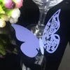 Party Favor 100st Butterfly Name Place Card Wine Glass Cup Paper Ornament för bröllopsfödelsedag Hög fötter Decoration