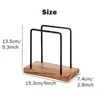 Hooks Living Room Dining Table Standing Matte Black Iron Napkin Holder Wooden Base Home Decor Restaurant Square Tissue Storage Rack