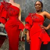 Party Dresses Pretty Beaded Satin Bridal Prom Dress One Shoulder Ruffles Appliques Mermaid Africa Evening Gowns Plus Size Aso Ebi Dresse