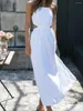 Casual Dresses Women S Elegant V-Neck Maxi Dress With Floral Lace Overlay And High Slit For Evening Party Wedding Guest