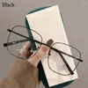 Óculos de sol Big Frame Anti-UV Raios azuis Vision Cuidado Metal Metal espelho plana Eyewear Ultra-Light Myopia Mulheres homens