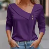 Women's Blouses Asymmetrische nektoppen voor vrouwen met lange mouwen knop keklust v 2024 modewerk casual geklede shirts