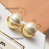 18K Gold M Lettres de marque Designer Boucles d'oreilles étalon pour femmes rétro vintage Luxury perle rond balle double côté porteur de boucles d'oreilles chinois boucles d'oreille charme je 5j7p