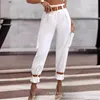 Women's Pants 2024 Spring Summer Clothing Contrast Color Belt High Waist Casual Versatile Trousers