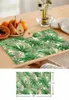 Bordmattor 4/6 datorer Summer Tropical Palm Leaves Placemat Kitchen Home Decoration Dining Coffee Mat