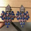 dangle earrings bilincolorヴィンテージバタフライピンクとロイヤルブルーイヤリング