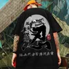 T-shirts voor heren retro T-shirts voor mannen 3d Japanse samurai zwaardprint mannelijke kleding strt Harajuku korte slijm ts losse oversized t-shirt t240506