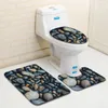 Tapis de bain Zeegle Stone Salle de bain imprimé Tapis de toile de toilette Topage de toilettes Anti-slip Set Soft Flannel Lid Cover Tapis