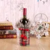 Roupas com linho Novo Bow Plaid Fluff Creative Wine Bottle Capa Fashion Christmas Decoration FY3736 B1012