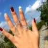 Heiße neue 925 Sterling Silber Birne Schnitt Emerald Cut Simulierte Diamanthochzeitsfeier Vintage Open Ring Feiner Schmuck Weihnachtsgeschenke Großhandel Großhandel