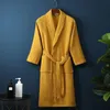 2024 New Pure Cotton Bathrobe Spring and Autumn Long Bathrobe B&B Hotel All-cotton couple Waffle absorbent robe