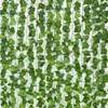 Dekorative Blumen künstliche Pflanze Efeu 12pcs/Pack grüne Seidenhängereben Blattpflanzen Blätter DIY Wand Hochzeitsdekoration