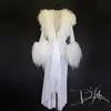 Luxury White Feather Fur Femmes hiver kimono enceinte de la fête enceinte maternité peignoir en mousseline de nuit en mousseline de nuit