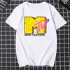 Męskie koszulki Męskie Retro T Shirt MTV Tshirt Vintage Vintage 80s 90s Zespoły pop muzyki telewizyjne kultura
