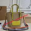 Fashion Composite Beach Bag Damen Sommerhäkeln stricken Hallow -Mesh Totes Bag Frauen Schulter Strohgrashandtaschen