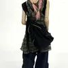 Robes décontractées houzhou femme rayée vintage y2k esthétique japonais 2000s streetwear streetwear streetwear ruffled mini harajuku