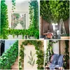 Fleurs décoratives Feuilles de vigne fausse feuille vert feuille verte ivy vigne 2,1m plantes artificielles décoration rotin de fête à la maison décor de jardin