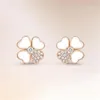 Bijoux Ensemble 925 Boucles d'oreilles en argent sterling quatre coeur