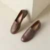 Chaussures décontractées printemps et automne en cuir authentique Toe rond