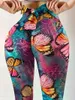 Women's Leggings Plus Size Trendy Tie Dye Butterfly Print Bow Knot Back High Rise Slight Stretch