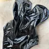 Pu Leather Sexy Roupas de montagem apertada para feminino com zíper sem mangas sem mangas