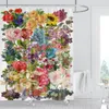 Dusch gardiner badrum vacker konstnärlig blommig gardin konst akvarell blommor polyester tyg hem dekoration med krokar