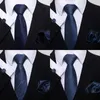 Zestaw krawata na szyję górną klasę 8 cm jedwabny krawat hanky mankiet zestaw dla mężczyzn Cravats krawat geometryczny czerwony niebieski ubrania formalne Dzień Niepodległości