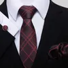 Neck Tie Set Jacquard modemerk Silk Festief Gift Tie zakdoek Cufflink Set Office NecTie For Men Sliver Mans Shirt Accessoires