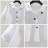 Blouses pour femmes Bloues blanches Femmes Tourndown Collier de broderie Coton Coton Mesdames Loose Fashion Sweet Thin Shirt Summer Top Q752