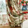 Curtain Flowers Printing Door Window Room European Style Curtains For Living Dining Bedroom American Pastoral