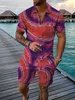 Suisses de survêtement masculines vintage hawaii polo 2pcs sets 3D Luxury Print Shirt 2pcs Set Polo Polo + Shorts Holiday Style Fashion Man Clothes Q2405010