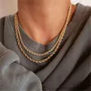 Mujeres de las cadenas de cuerdas Pulseras de collar de 3 mm 4 mm 14k Gold Sier Cabecillo de gargantilla chapada Twisted Hip Hop Jewelry Fashion Fashion Sacticador de acero inoxidable