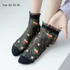 Frauen Socken Ultra-dünner Kristallseide Anti-Friktion Fuß Blumensticker Schweiß absorbierbar absorbierbar