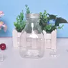 Engångskoppar sugrör 10st Creative Milk Tea Bottle Plastic Transparent Pet Cold Drinks Cup med lock Takeaway Packaging Juice 300 ml