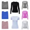 Women Yoga T-Shirt Long Sleeves Womens High-Elastic Breathable Running Short Sleeve Top Quick Drying Seamless Sport-Cycling Gym Wear Jogging Fitness Clothes
