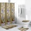 Tende per doccia 4 pezzi Floral tende botaniche a molla farfalla da giardino foglia moderna design moderno set da bagno tappeto da bagno per bagno tappeto