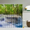 Shower Curtains 3d Waterproof Waterfall Forest Scenery Bathroom Polyester Fabric Washable Decor Bath