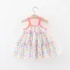 ガールドレスベビープリンセスサマードレスストラップビーチスカート3Dフラワールーズ韓国版美しい妖精の服