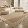 Eenvoudige crème Wind woonkamer tapijt Volledige winkel Home Sofa Niet -slip salontafel Deken Slaapkamer Bed Crystal Velvet 240424