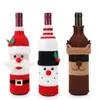 Set Deer Tricoted Claus Snowmanman Santa Cartoon Wine Bottle Joyeux Noël Dîner Table décor Ornements de Noël 1113