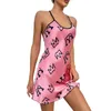 Robes décontractées de nuit pour femmes sexy Europe féminine sans dos et les États-Unis Simulation du vent Silk lointain Impression