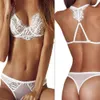 Divertente lingerie sexy pizzo vuoto in basso a tre punti bikini set divertente