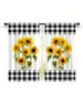 Gardin 2st Modern Fresh Grid Sunflower Printing Decorative Kitchen Curtain för att dekorera sovrum Studierum Kaféer och levande