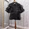 Women's Blouses Nomikuma 2024 Clothing For Summer Layered Lace Turn-down Collar Short Sleeved Shirt Korean Niche Versatile Top