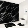 Rideaux de douche abstraits en marbre noir rideau de douche ensemble blanc craquelier art motif de salle de bain moderne décoration de salle de bain non glissée tapis de bain couvercle de couvercle de toilette