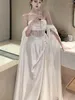 Lässige Kleider Frankreich Vintage Hochzeit Abend Party White Kleid Frauen Prinzessin Patchwork Langarm Vestidos Korean Chic Kleidung