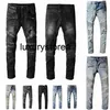 Jeans créatrice pour hommes Jean en détresse Biker Ripped Slip Fit Motorcycle Bikers Denim for Men S mode Pantalon noir