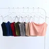 Kobiety dla kobiet Corduroy Korea solidny kolor Krótki seksowna kamisole żeńska krawat złota aksamitna bralette crop top streetwear Pink Buster