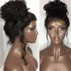 Hurtownia miękkie koronkowe peruki ludzkie włosy Brązowe czarne czarne wkleić się długą kręconą falę odporną na ciepło syntetyczną koronkową perukę naturalne włosy dziecięce czarne kobiety preparowane