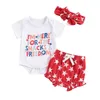 Комплект одежды для маленьких девочек летняя одежда 4 июля наряд наряд письма с коротки